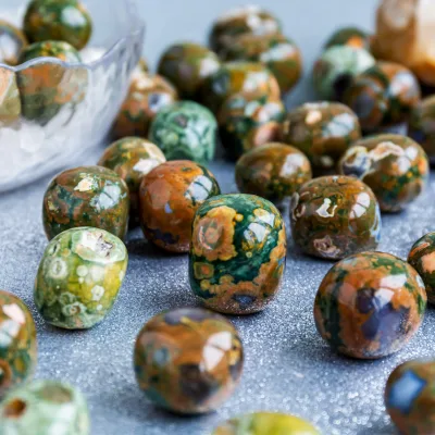 Wholesale Natural Gemstone Healing Folk Crafts Crystal Quartz Rainforest jasper Tumbled Stone