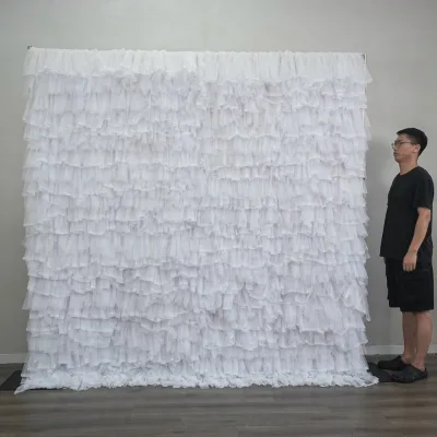 HQ403 High Quality Wedding Decoration Backdrop 8*8ft White Roll up Artificial Yarn Wall Wedding Birthday Party Backdrop Wall