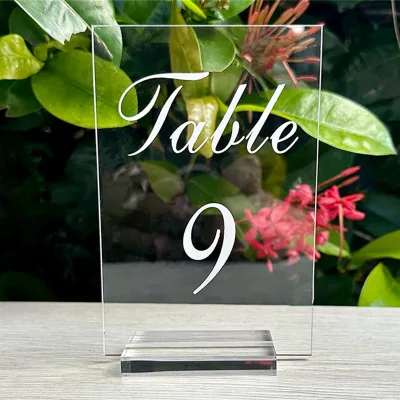 Customize Frosted Clear Acrylic Wedding Table Numbers Stands Arch/Hexagon/Rectangle Shapes UV Printing Cheap Table Number