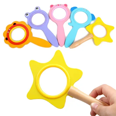 Hot Sale Wooden Hand Lens Magnifying Glasses Toddlers Children Wooden Magnifier for Outdoor Play