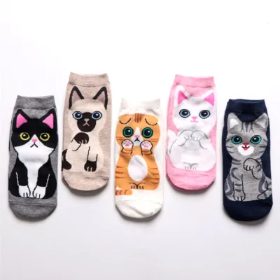 Custom Designer New Cartoon Ladies tide Socks Cute Cat Korean Summer Cotton Women Socks