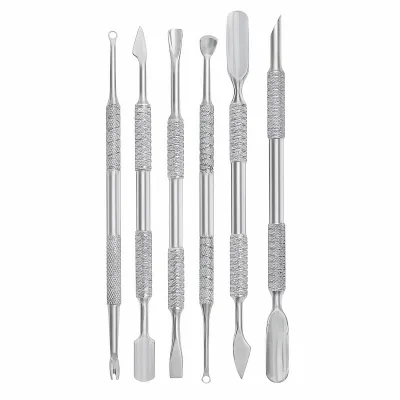 Custom Durable Manicure Stainless Steel Russian Nail Double Ended Beveled Head Cuticle Pusher Professional Nail Tools