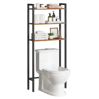 Over the Toilet Storage 3-Tier Over Toilet Bathroom Organizer Over the Toilet Shelf, Space Saver Bathroom Rustic Brown