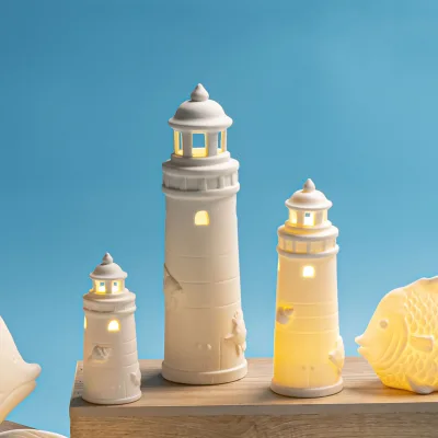 Wholesale Tourist Souvenirs Hand-painted 3D Ceramic Lighthouse Decoration Custom Crafts Lighthouse Sculptures