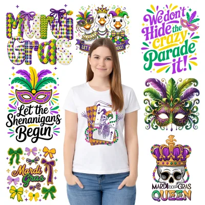 Many Designs Easter Bow Letter 3D Faux Dtf Transfers Books Mardi Gras Letter Carnival Mask Dtf Transfers For Apparel