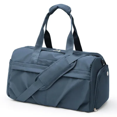 Fashion Travel Weekender Overnight Carry on Bag for Yoga With Trolley Sleeve Peacock Blue Color Recycled Lighten up Duffle Bag