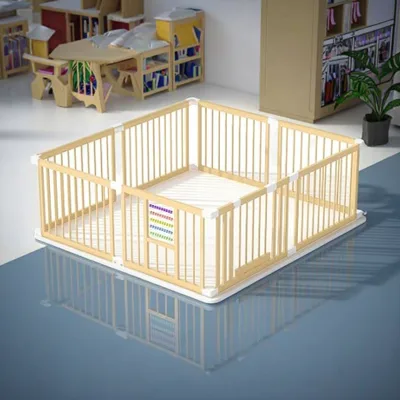 Modern Baby Crib Playpen Safety Fence Bed for Kids' Play Wooden Baby Round Playpen