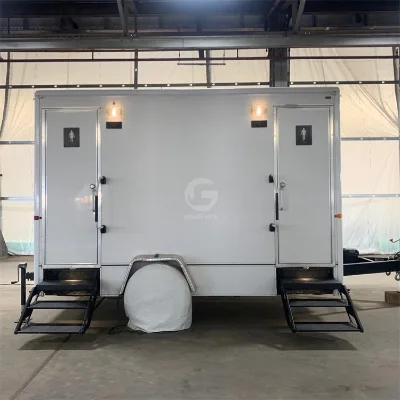 2 Stall High Quality Toilet Cart Public Party Mobile Washing Basin Restroom Luxury Mobile Toilet Trailer