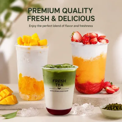 Durable Stackable U Shape Single Wall PP Plastic Cup with Custom Logo for Juice Coffee Shake BPA Free Food Grade Container