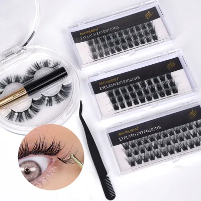 BAMEIER Diy Eyelash Extensions Kit 108 PCS Faux Mink Segment Lash 3D Individual Cluster Lashes Pre Cut Diy Lashes Extension Kit