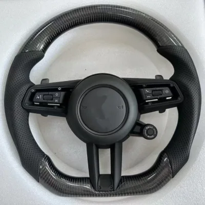 Carbon Fiber Custom Black and Green Sport Steering Wheel for Por sc he 911 718 Paramela Cayenne Tayneen Boxster Cayman Macan