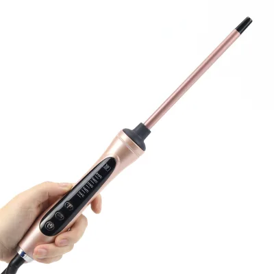 Rose God Private Label Men Hair Curling Wand Rotating Mermaid Customized Thin MINI Barrel Size 9mm Thin Wand Hair Curler