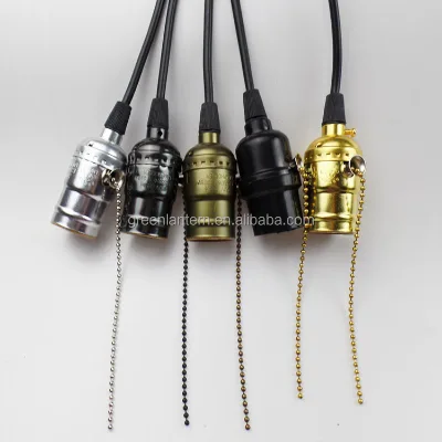 Lighting Accessories Aluminium Ceiling Lamp Holder E26 Antique Brass Pull Chain Lampholder E27 Bulb Holder Light Socket 1 Meter