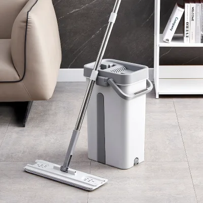 Factory Wholesale Hand Free Floor Cleaning Mop Microfiber Cloth Mops Clean 360 Magic Flat Mop and Bucket Set With Single Bucket