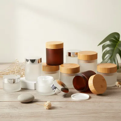 eco friendly sustainable cosmetic jars and bottles 250g cosmetic amber glass jar 2 oz glass cosmetic jars with lids