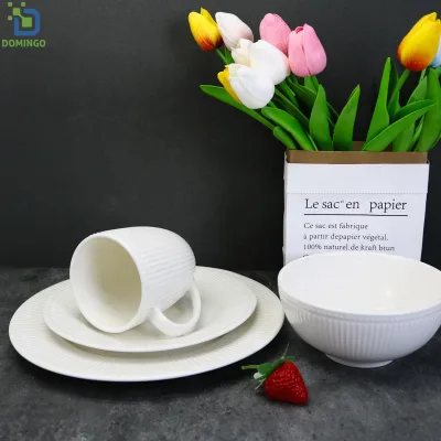High Quality White Embossed 16pcs Porcelain Dinner Sets Christmas Dinnerware Set