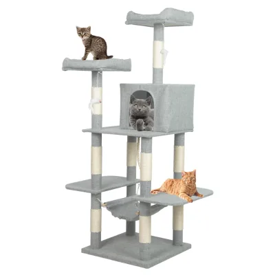 Cat Tree Tower Furniture for Indoor Large Cat with Condo,Hammock,Scratching Post Pad Into the West