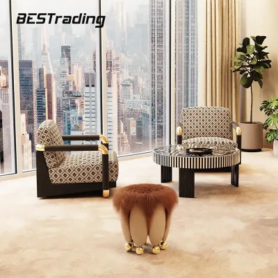 Modern Style Gold Metal Armchair in White Velvet Lounge Chair