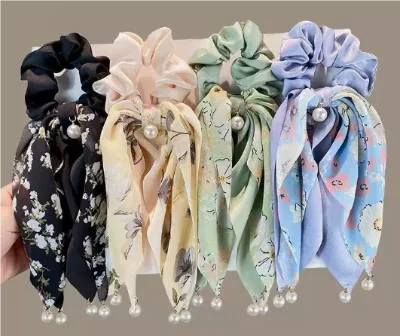 Hot Sale New Summer Ponytail Streamer Bowknot Head Rope Headband Elastic Hair Bands for Girls
