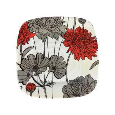 Lotus Full Print Chinese Style square Shape 9'' Melamine Dishes/plates for Fish