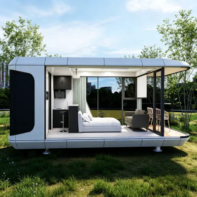 Eco Friendly Movable Curved Space Capsule Unit Viewing Balcony Solar Powered Durable Aluminum Structure for Resort Hotel Kitchen