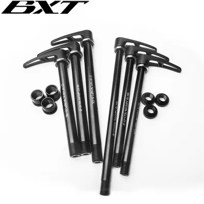 BXT Black Bicycle Thru Axle Quick Release Lever CNC-Machined Aluminum 12mm M15 MTB Road Bike Skewer Hub Adapter