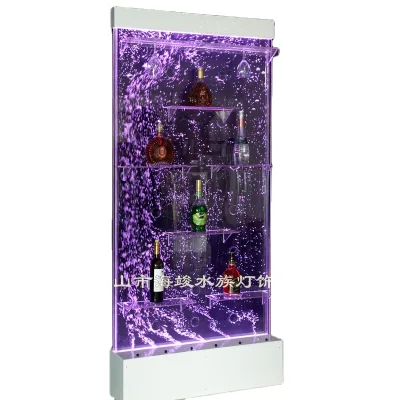 Bubble Base and Panel Led Lighting Changing Different Colors Wine Rack Floor Standing Dancing Bubbles Cabine Acrylic Plastic