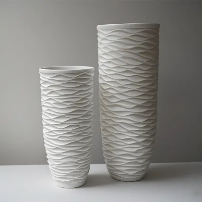 375 Elegant White Wave Vase High End Wave rough Flower Pot Stylish Decoration Vase for Shopping Plaza Public Home Office