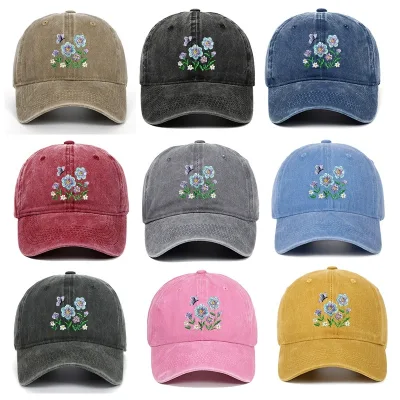 Women's Baseball Cap with Embroidered Design Hand-stitched Creative Casual Soft Crown Distressed American-style Snapback Cap