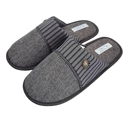 Wholesale TPR Outsole Man Indoor slippers Winter Gray Minimalist Style Home Comfortable Warm Anti Slip Men Slippers