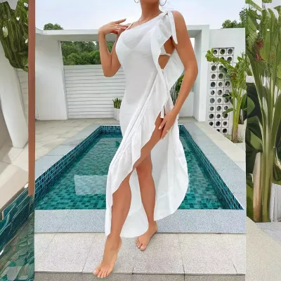 Best Selling Women Casual French Maxi Long Dress Swimwear Beach Dresses Cover Ups for Women