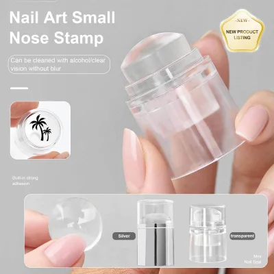 Small Cleanable Silicone Nail Art Stamps Transparent French Stamp with Scraper Small Pattern Nail Printing Tool Salon Wholesale