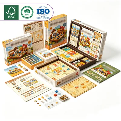 Small Batch Production Puzzle Card Board Games & Packaging Box with Maps and Chess Pieces for Kids