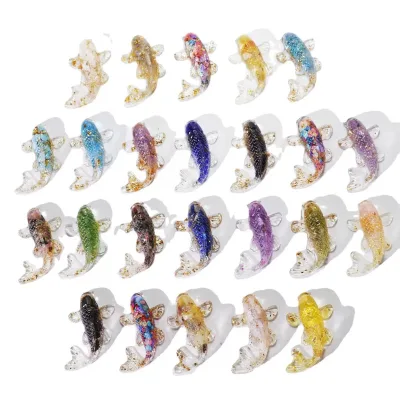Wholesale Hand Carved Resin Crystal Chips Goldfish Natural Gemstone Chips Fish Craft