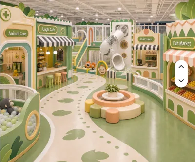 Kids Cute Fire Station & Princess Pretend Play House, Soft Role Play Equipment for Indoor Playground, Party Cafe & Mall