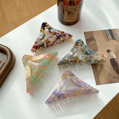 Geometric Triangle Hollow Large Cellulose Acetate Hair Claw 11cm for Women