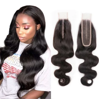 Highknight Lace Closure 2*6inch Human Hair Body Wave Lace Frontal Closure Middle Part 8"-20" for Black Women