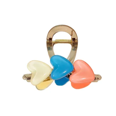 New Acrylic Heart 10cm Hairclaw Clips Color Custom With Flower Bead Fashion Accessories