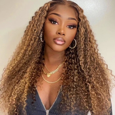 Highlight Wig 4/27 13*1 T Part Lace Frontal Wig 13*4 Honey Blonde Ombre Deep Wave Lace Frontal Wig