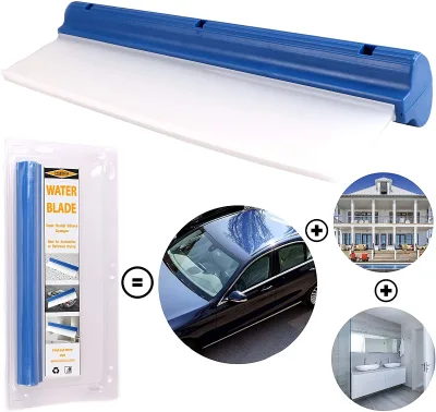 Water Blade Car Squeegee,12 Inch Flexible T-Bar Water Blade Silicone Window Squeegee for Car or Home Use, Blue