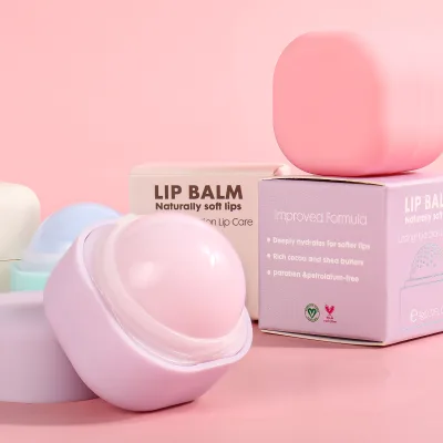 Organic Lip Care Private Label Round Shape Cute Pink Tinted No LOGO Supplier Wholesale Lip Balm Ball