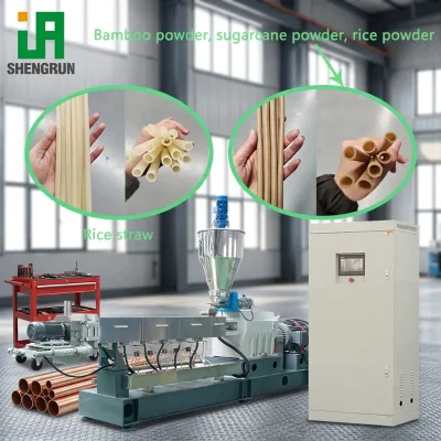 Extruder Rice Edible Straw Production Line, Glue-Free Grain Forming, Hot Cold Drink Compostable Takeaway Straw Line