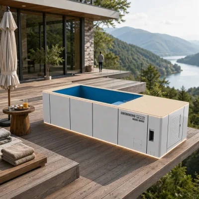 NEW DESIGN 20ft Magic Container Pool Lowest Price FRP Liner Prefabricated Swimming Pool for Private Backyard & Island Resort