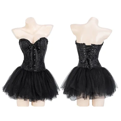 Sexy Halloween Costumes Black Tight Corset Tutu Dress for Women