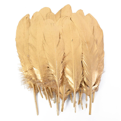 Gold Dipped Turkey Feather Natural Goose Feathers for Wedding Party Gift Box Cake Decoration Crafts