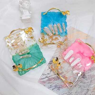 2024 New Resin Agate Stone Nail Color Palette Gel Polish Pallet Paint Plate Manicure Nails Art Display Shelf