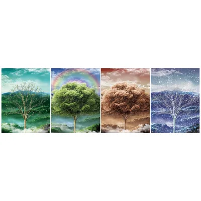 Gift Set 3D Flip Lenticular Picture of Beautiful Scenery Posters Product With Four Season Tree