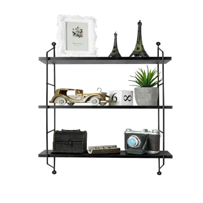 3 Tier Floating Shelves Metal Brackets Wall Mounted Shelves for Living Room Bedroom Office Kitchen White Retail Wall Shelf