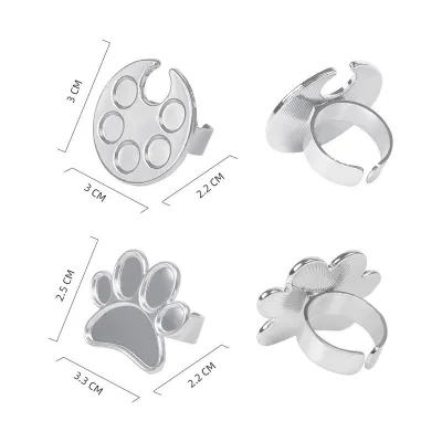 High Quality UV Gel Painting Color Nail Art Palette Paint Tray Board Stainless Steel Polish Nail Palette Finger Rings