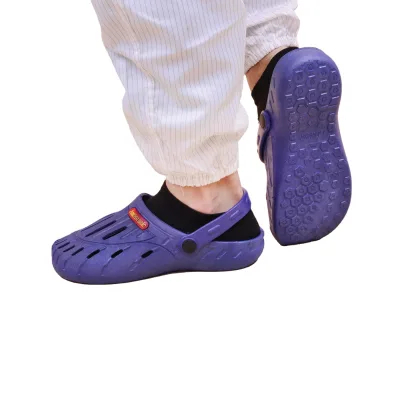 High Quality Custom LogoWear Resistant Dust-free Blue SPU Cleanroom ESD Work Sandal with Hole